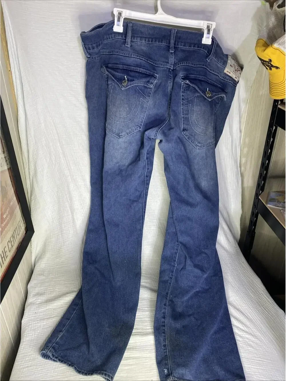 True Religion Mens 44 Relaxed Slim Blue Denim Flap Pocket Dark Wash